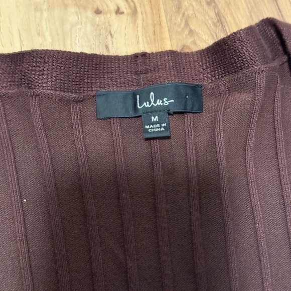 Lulu's Deep Brown Ribbed Cardigan - Picture 2 of 3